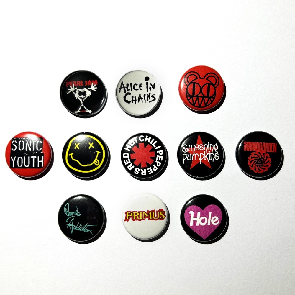 SET OF 11 1" 90s GRUNGE Pinback Buttons